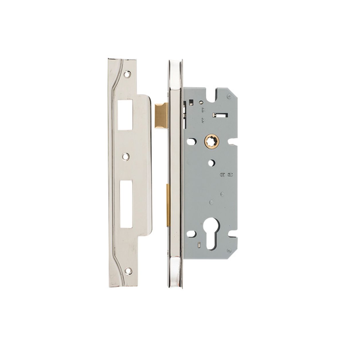 6092 - Rebated 85mm Euro Mortice Locks - 45mm Backset - Polished Nickel