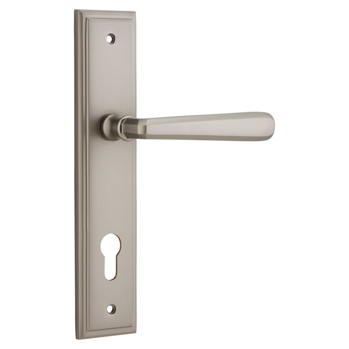 14878E85 - Copenhagen Lever - Stepped Backplate - Satin Nickel - Entrance