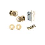 0220KENTR60KT - Guildford Knob - Round Rose Entrance Kit with Separate High Security Lock - Polished Brass - Entrance
