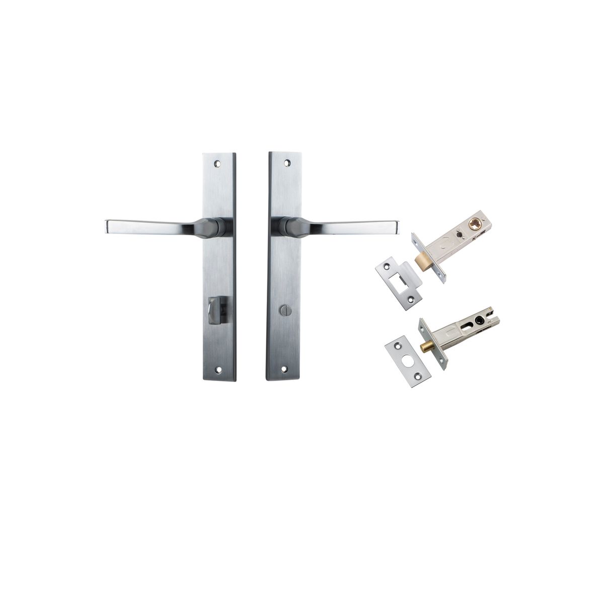 12208KPRIV60 - Annecy Lever - Rectangular Backplate Privacy Kit with Privacy Turn - Brushed Chrome - Privacy