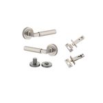 0359KPRIV60 - Brunswick Lever - Round Rose Privacy Kit - Satin Nickel - Privacy