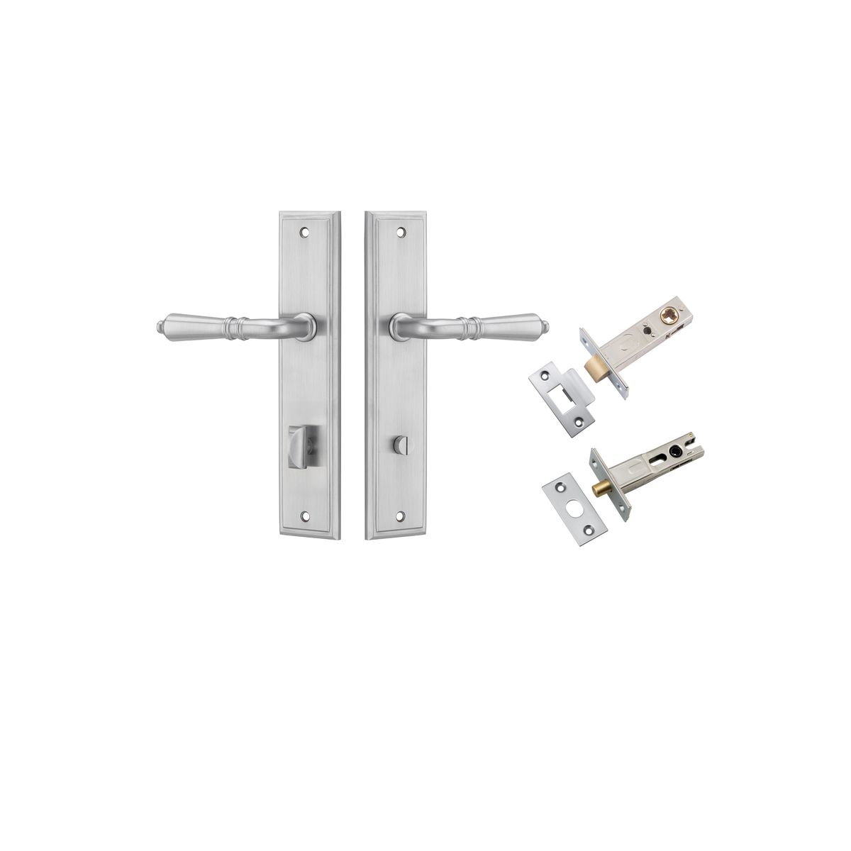 12236KPRIV60 - Sarlat Lever - Stepped Backplate Privacy Kit - Brushed Chrome - Privacy