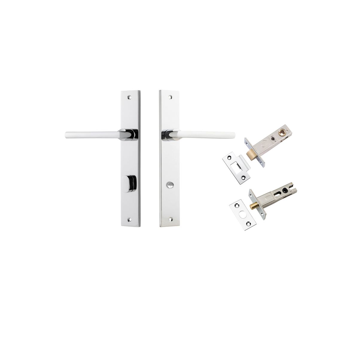 11702KPRIV60 - Baltimore Lever - Rectangular Backplate Privacy Kit with Privacy Turn - Polished Chrome - Privacy