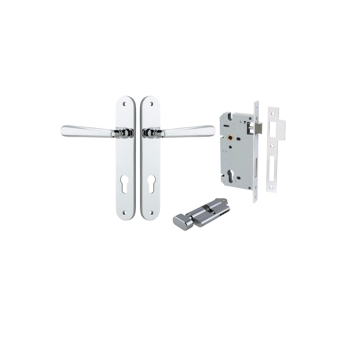 11876KENTR60KT - Copenhagen Lever - Oval Backplate Entrance Kit with High Security Lock - Polished Chrome - Entrance