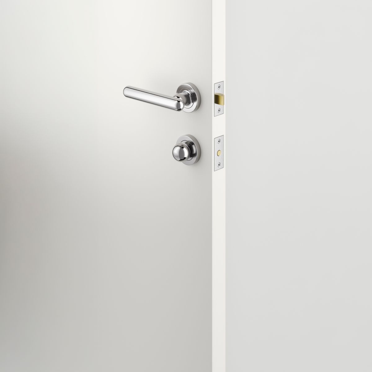 24004KPRIV60 - Puerto Lever - Round Rose Privacy Kit with Separate Privacy Turn - Polished Chrome - Privacy