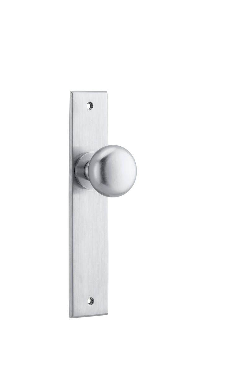 12446 - Cambridge Knob - Chamfered Backplate - Brushed Chrome - Passage