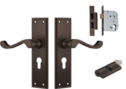 Milton Lever - Long Backplate Entrance Set with High Security Lock
