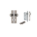 13831KENTR60KT - Paddington Knob - Chamfered Backplate Entrance Kit with High Security Lock - Distressed Nickel - Entrance