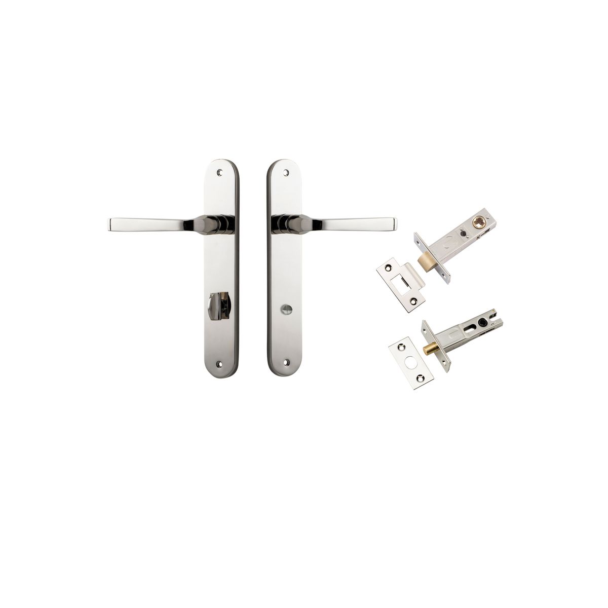 14232KPRIV60 - Annecy Lever - Oval Backplate Privacy Kit with Privacy Turn - Polished Nickel - Privacy