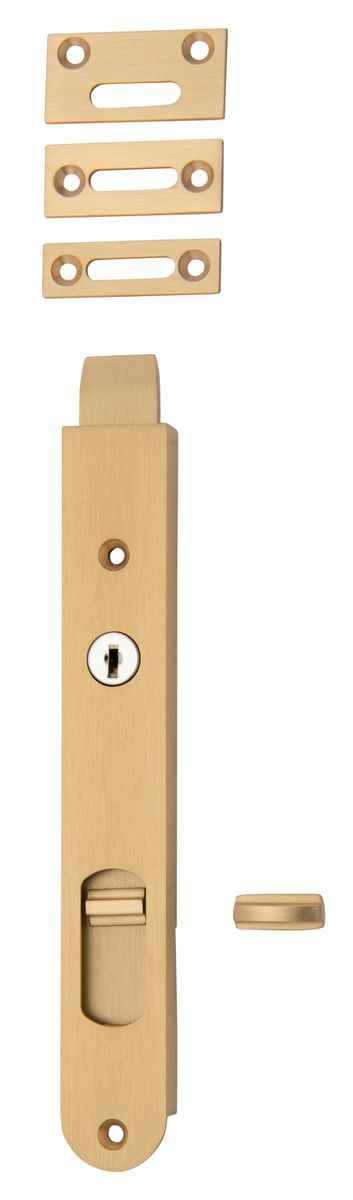 1329 - Locking Flush Bolt - 200mm - Brushed Brass