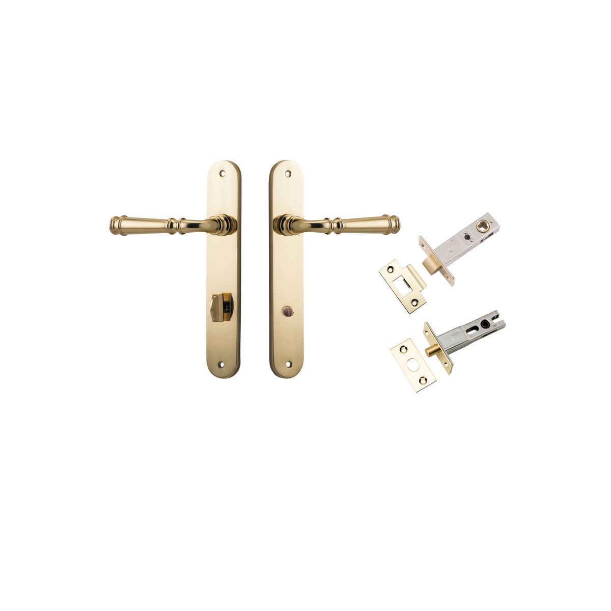 10230KPRIV60 - Verona Lever - Oval Backplate Privacy Kit with Privacy Turn - Polished Brass - Privacy