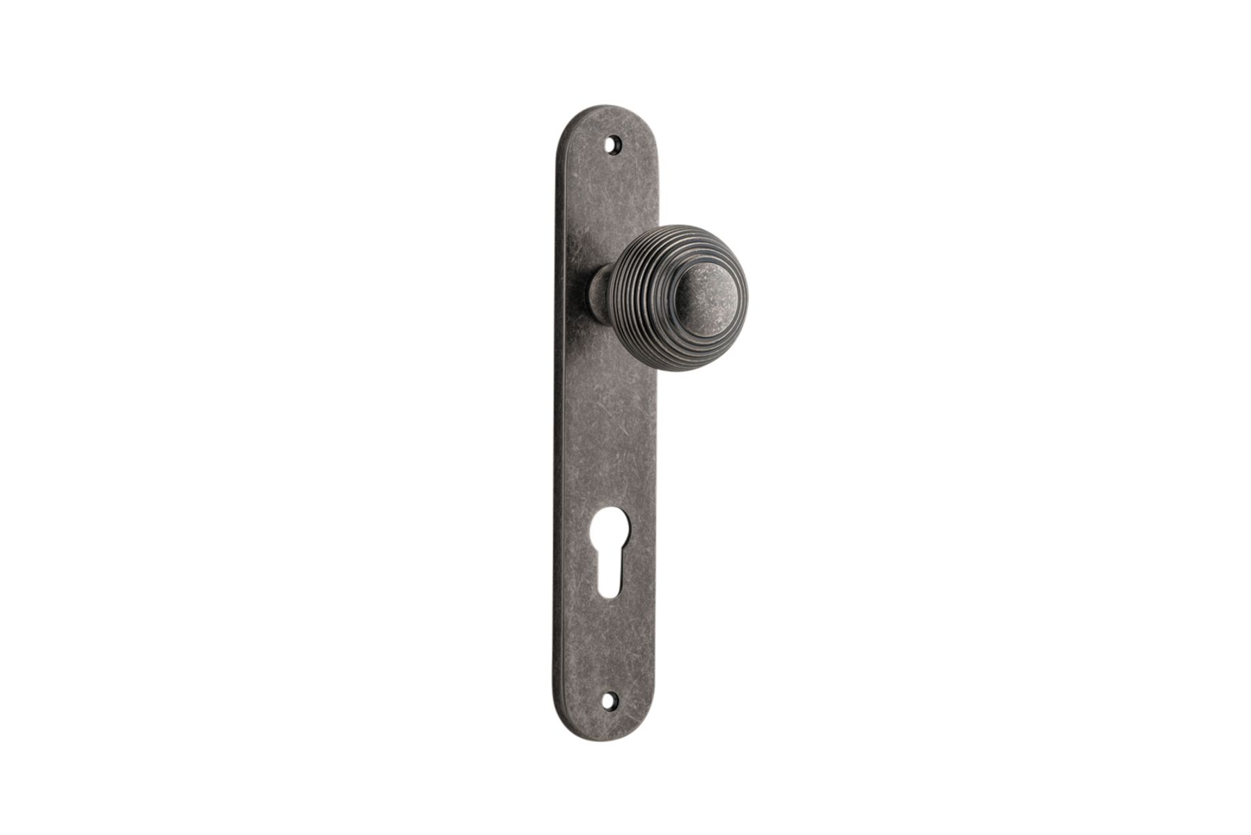 13836E85 - Guildford Knob - Oval Backplate - Distressed Nickel - Entrance