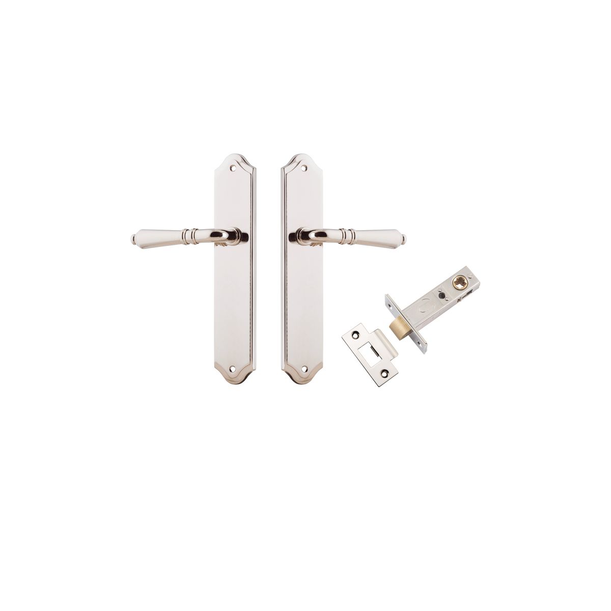 14212KPASS60 - Sarlat Lever - Shouldered Backplate Passage Kit - Polished Nickel - Passage