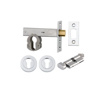 Euro Mortice Deadbolt Kit - 70mm Backset with Round Euro Escutcheon Key/Thumb