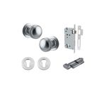 0215KENTR60KT - Paddington Knob - Round Rose Entrance Kit with Separate High Security Lock - Brushed Chrome - Entrance