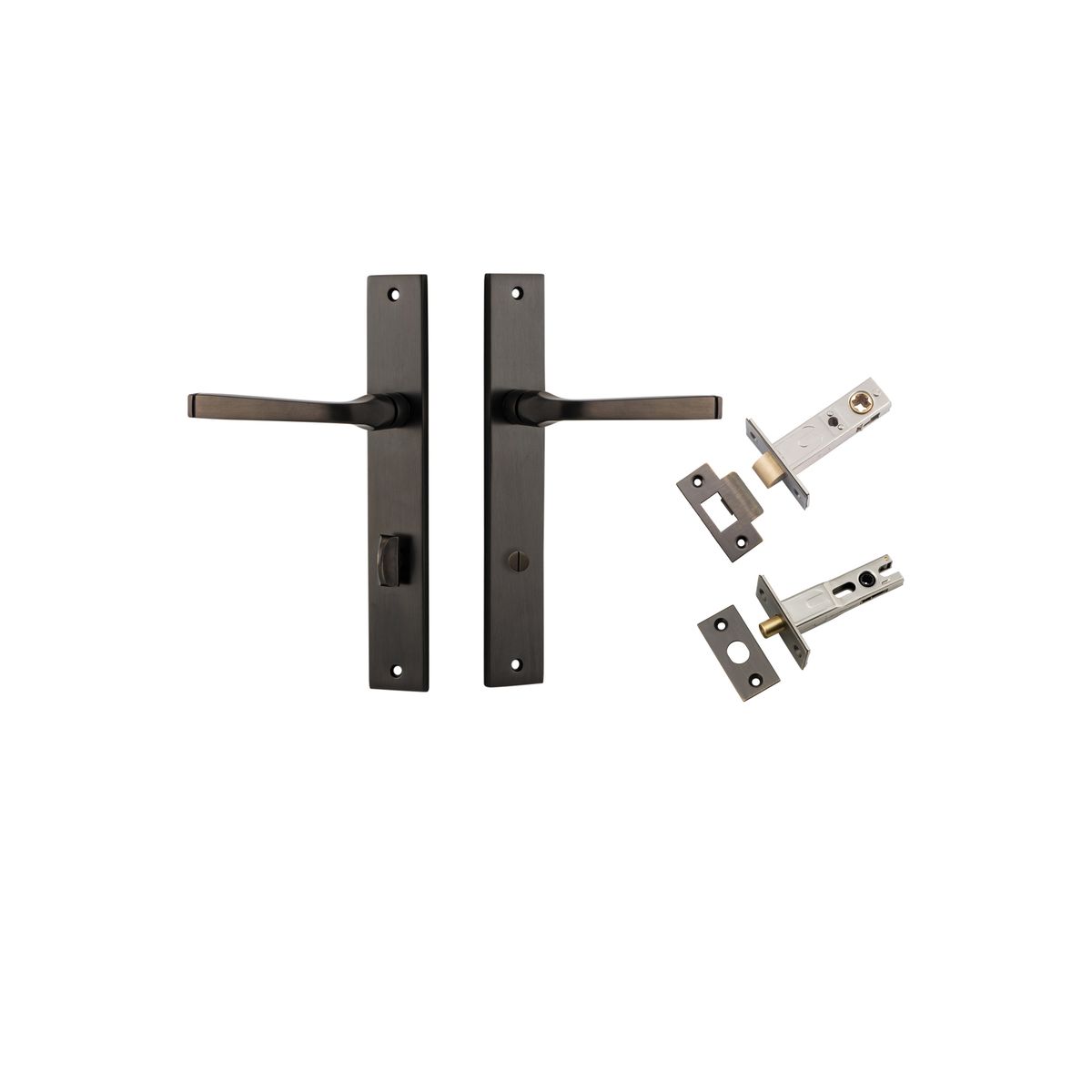 10708KPRIV60 - Annecy Lever - Rectangular Backplate Privacy Kit with Privacy Turn - Signature Brass - Privacy