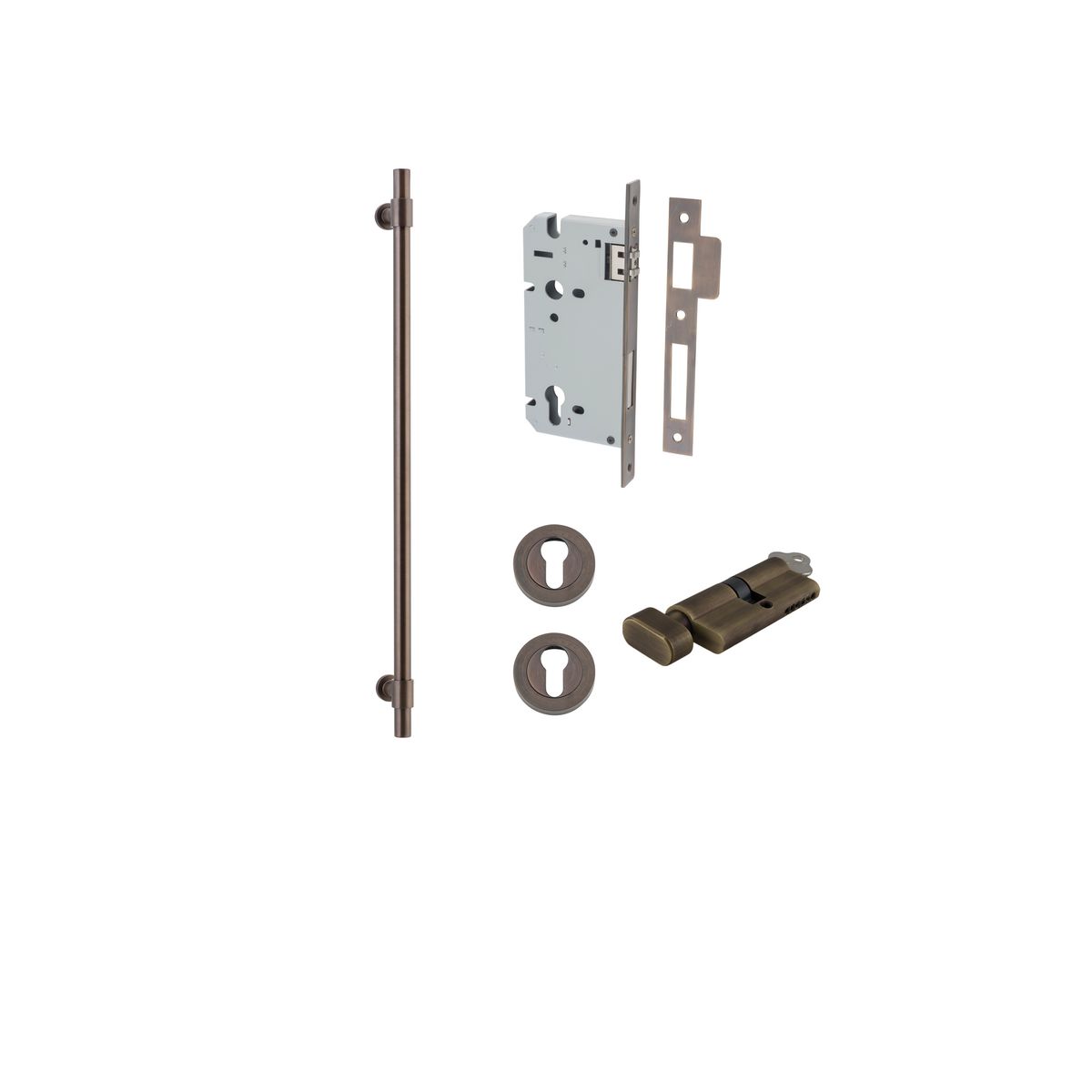 20713KENTR60KT - Helsinki Pull Handle - 600mm Entrance Kit with Separate High Security Lock - Signature Brass - Entrance