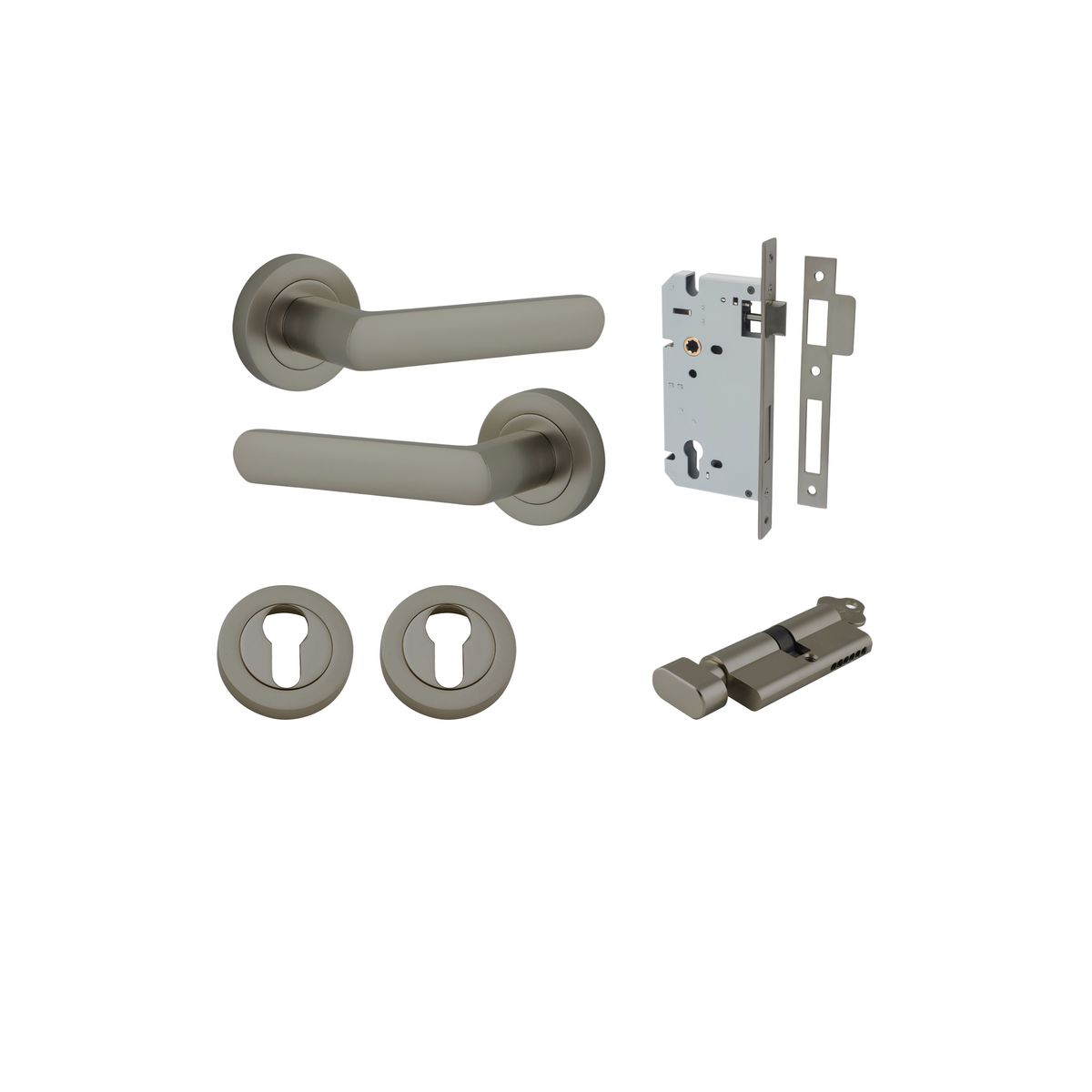 16870KENTR60KT - Osaka Lever - Round Rose Entrance Kit with Separate High Security Lock - Graphite PVD - Entrance