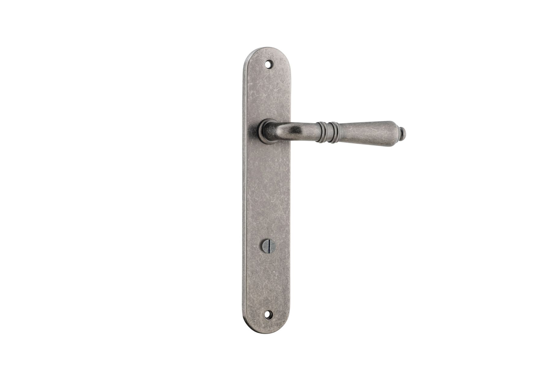 13724P85 - Sarlat Lever - Oval Backplate - Distressed Nickel - Privacy