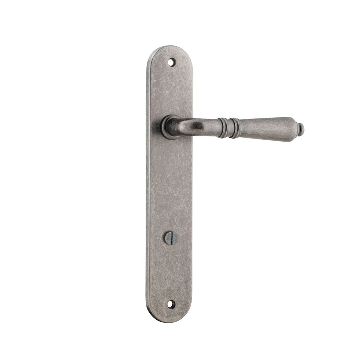 13724P85 - Sarlat Lever - Oval Backplate - Distressed Nickel - Privacy