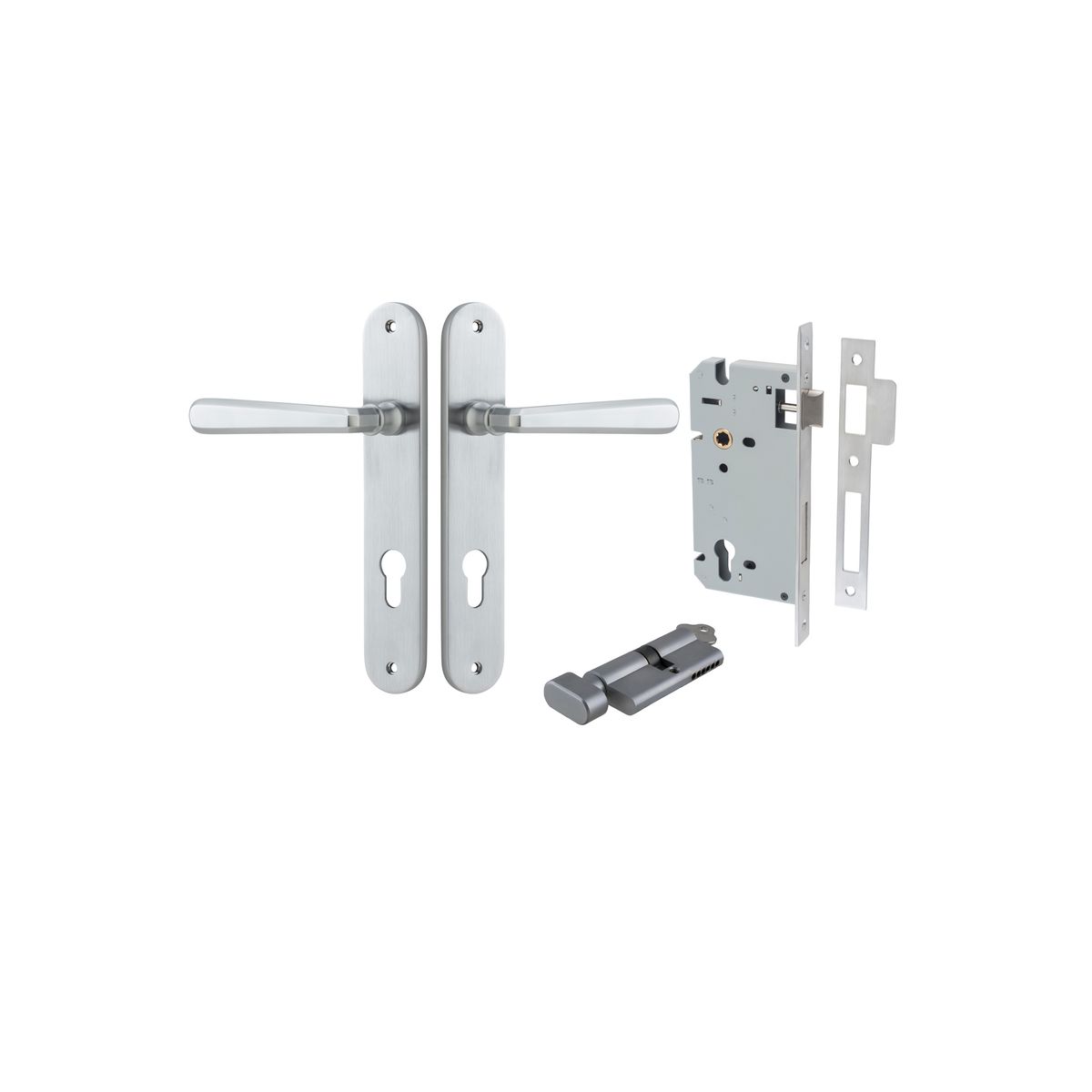 12376KENTR60KT - Copenhagen Lever - Oval Backplate Entrance Kit with High Security Lock - Brushed Chrome - Entrance
