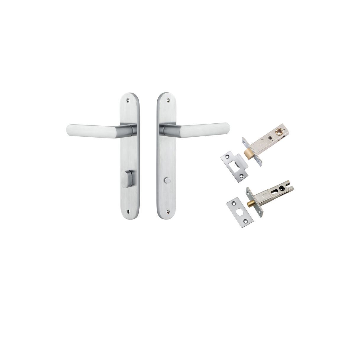 12364KPRIV60 - Osaka Lever - Oval Backplate Privacy Kit with Privacy Turn - Brushed Chrome - Privacy