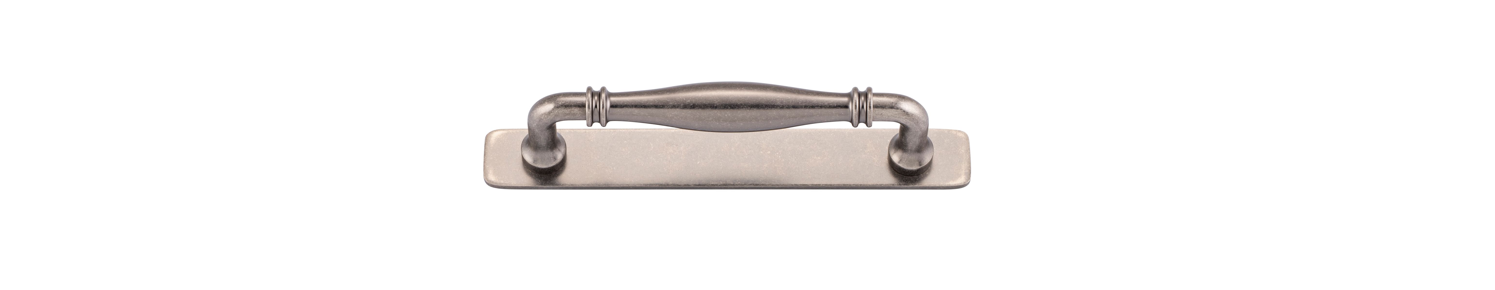 21067B - Sarlat Cabinet Pull with Backplate - CTC128mm - Distressed Nickel