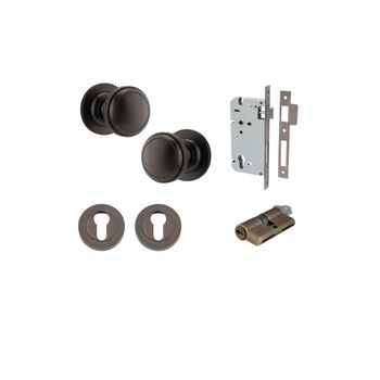 Paddington Knob - Round Rose Entrance Kit with Separate High Security Lock