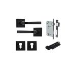 0393KENTR60KT - Annecy Lever - Square Rose Entrance Kit with Separate High Security Lock - Matt Black - Entrance