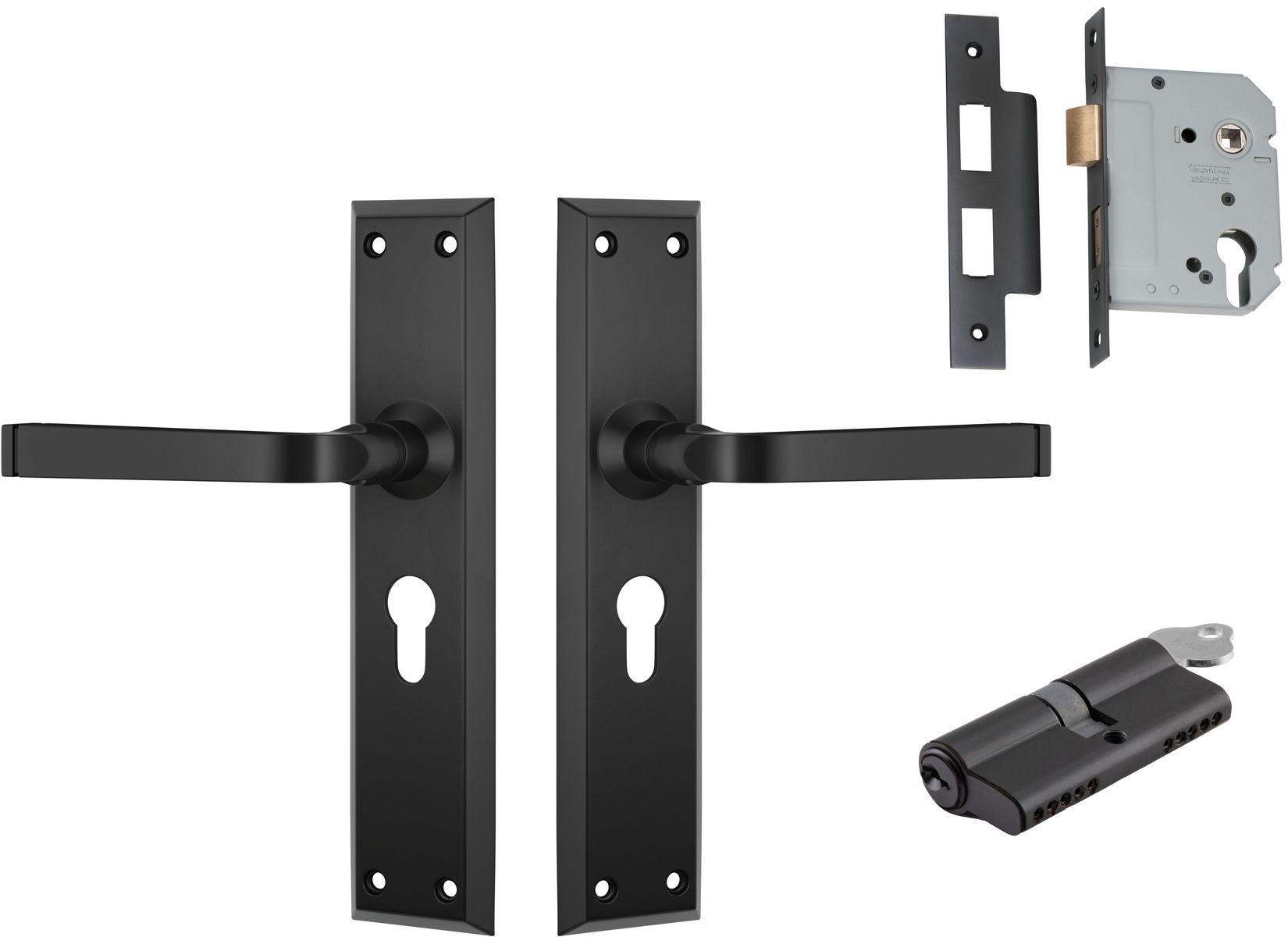 Menton Lever - Long Backplate Entrance Set with High Security Lock