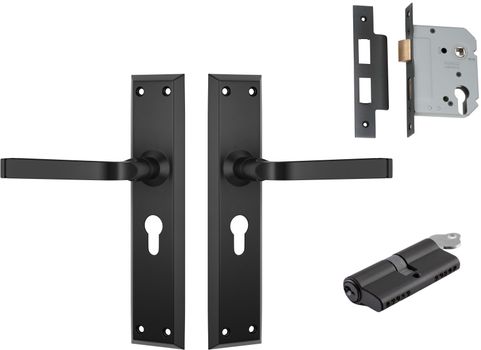 Menton Lever - Long Backplate Entrance Set with High Security Lock
