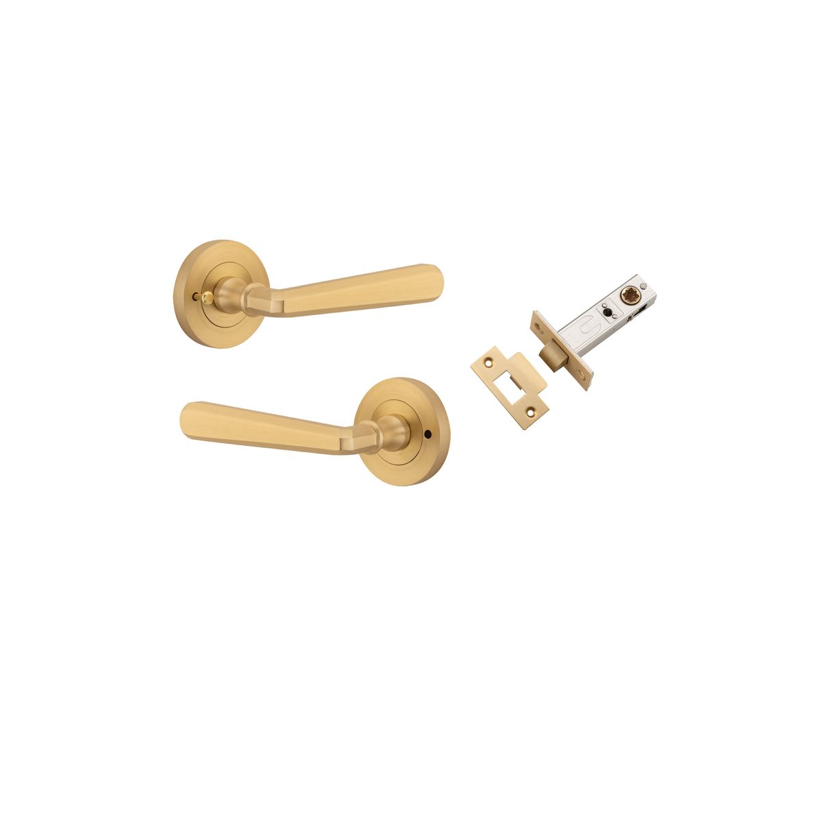 20806KIBPRIV60 - Copenhagen Lever - Round Rose (Inbuilt Privacy) - Brushed Brass - Privacy