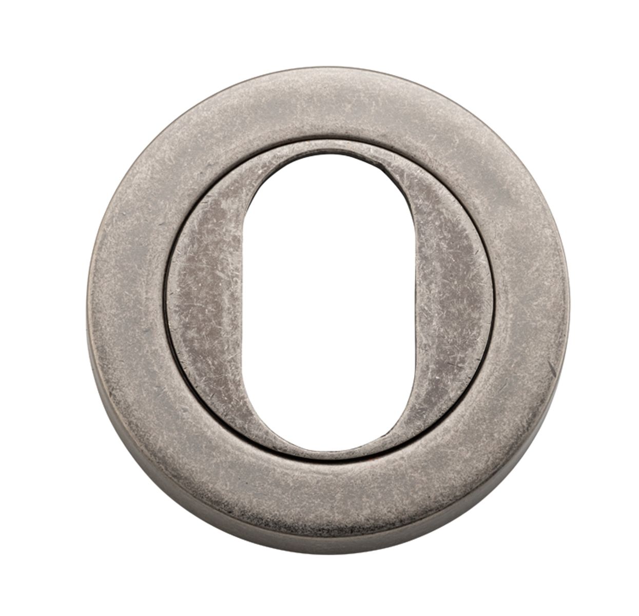 20067 - Oval Escutcheon -  Round - Distressed Nickel