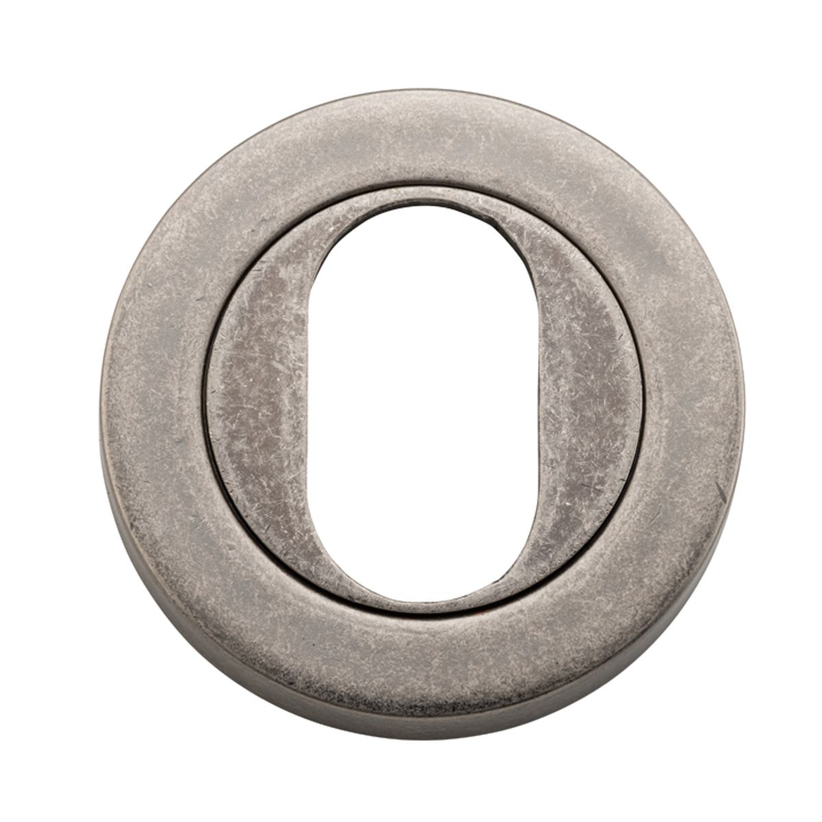 20067 - Oval Escutcheon -  Round - Distressed Nickel