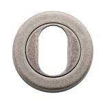 20067 - Oval Escutcheon -  Round - Distressed Nickel