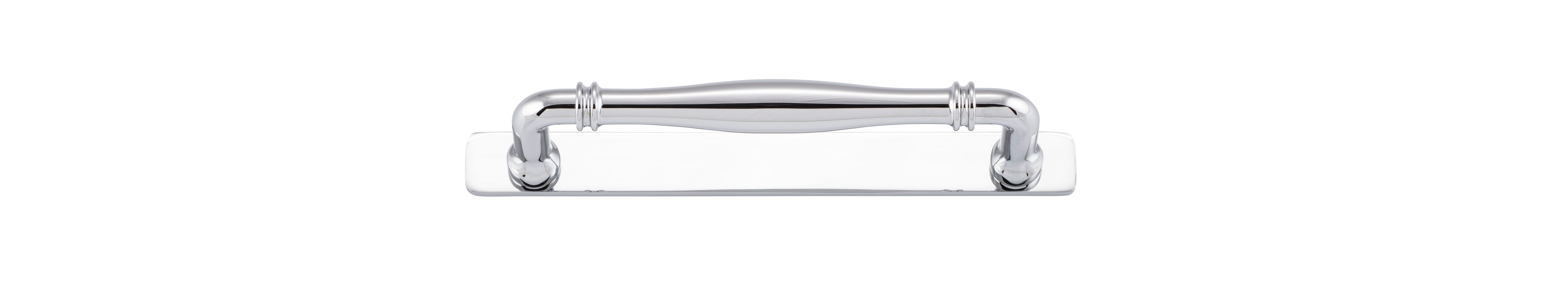21074B - Sarlat Cabinet Pull with Backplate - CTC160mm - Polished Chrome