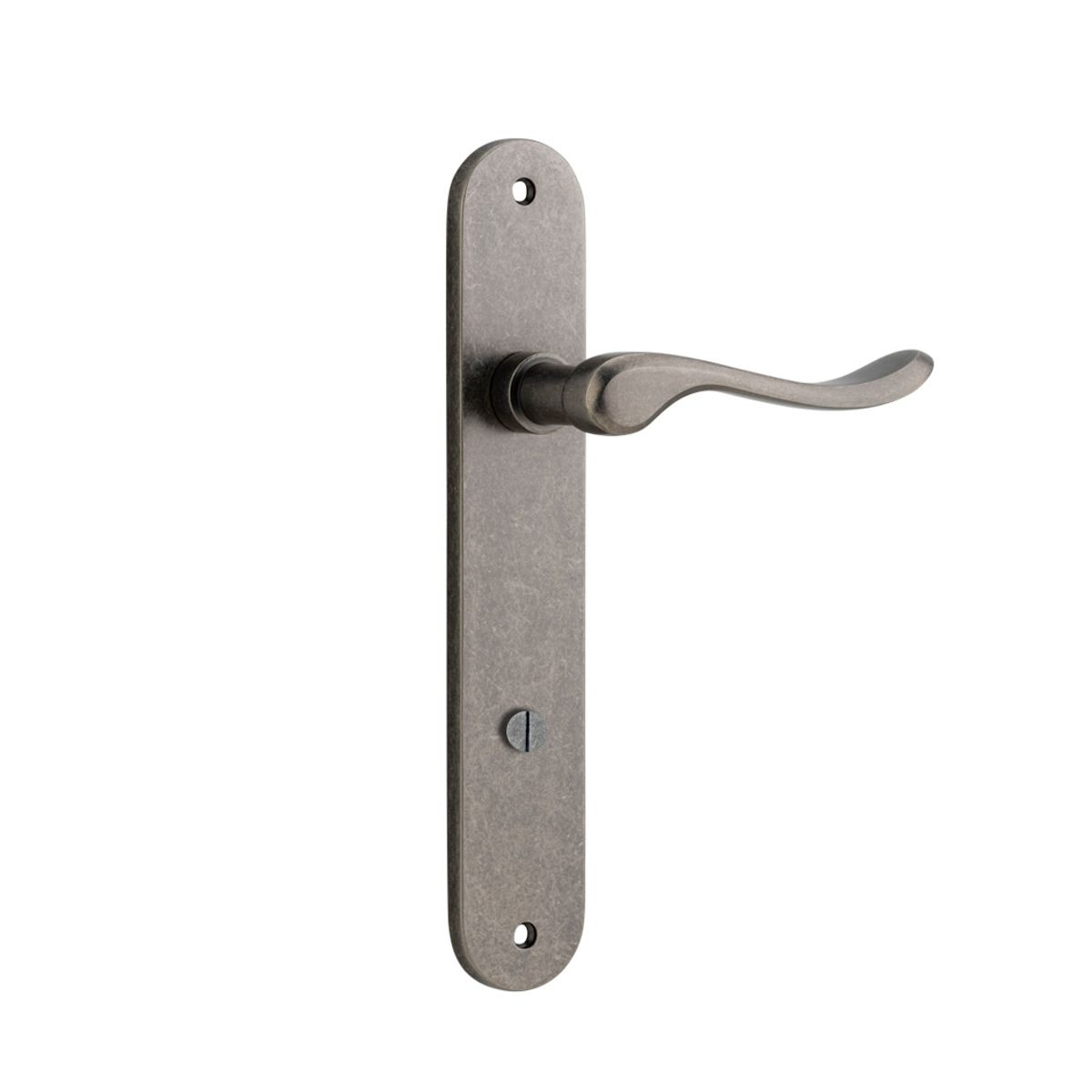 13924P85 - Stirling Lever - Oval Backplate - Distressed Nickel - Privacy