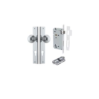 Guildford Knob - Rectangular Backplate Entrance Kit with High Security Lock