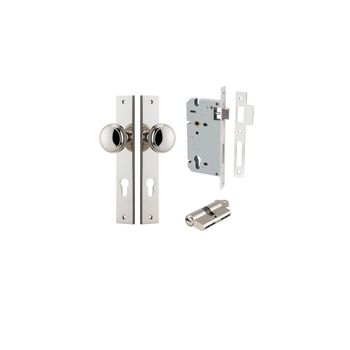 Paddington Knob - Rectangular Backplate Entrance Kit with High Security Lock