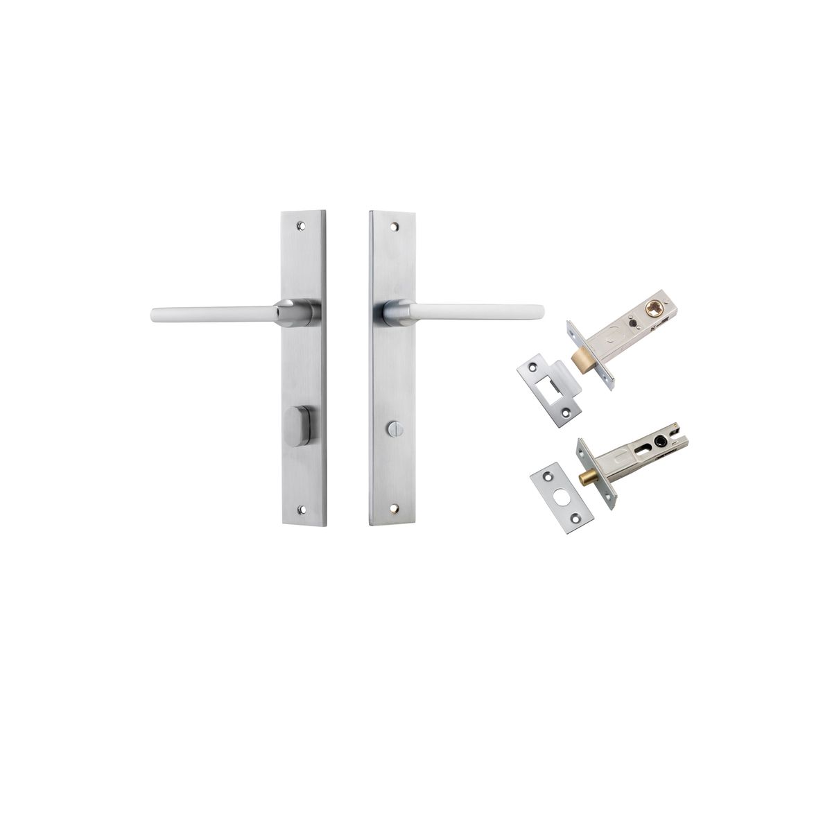 12202KPRIV60 - Baltimore Lever - Rectangular Backplate Privacy Kit with Privacy Turn - Brushed Chrome - Privacy