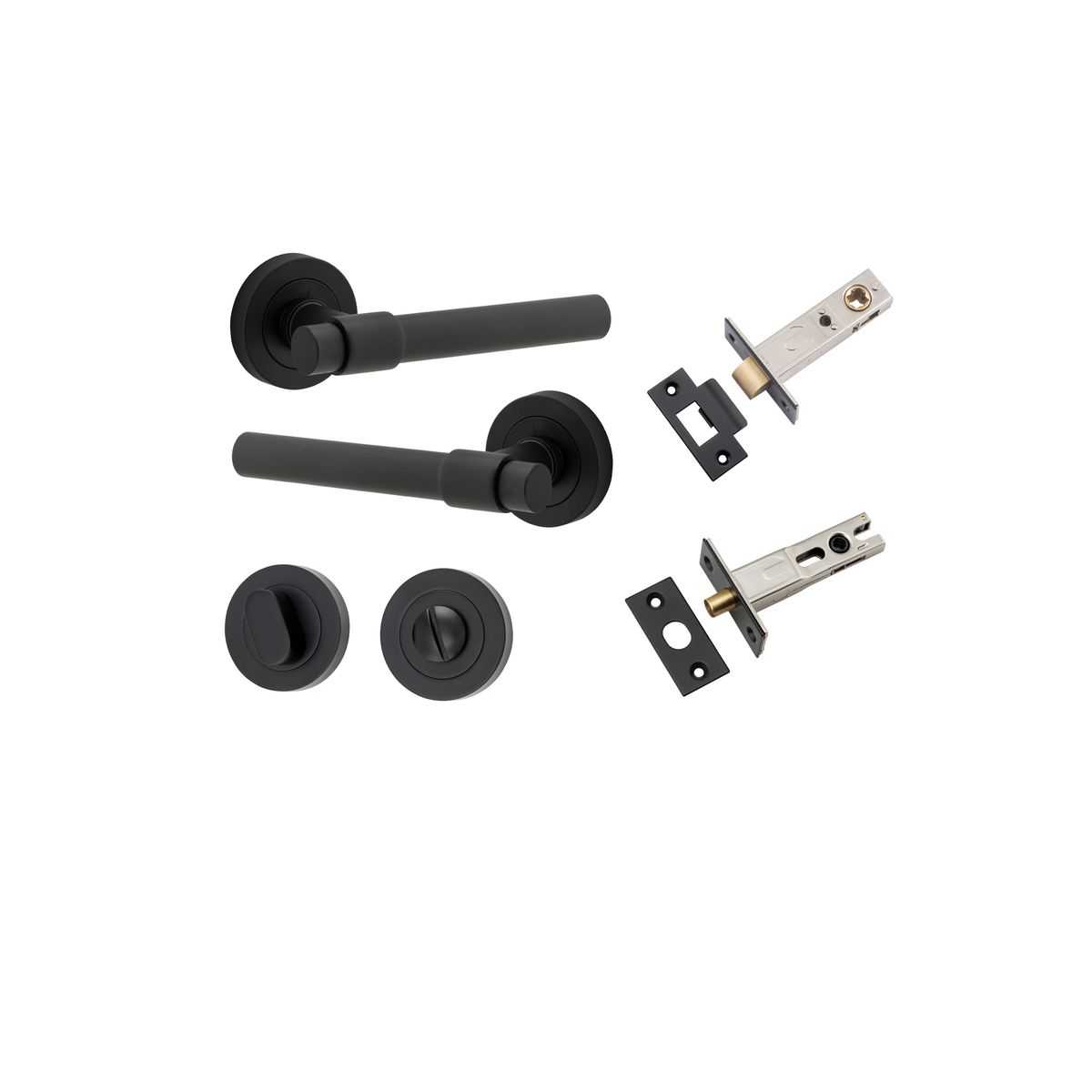 20623KPRIV60 - Helsinki Lever - Round Rose Privacy Kit with Separate Privacy Turn - Matt Black - Privacy