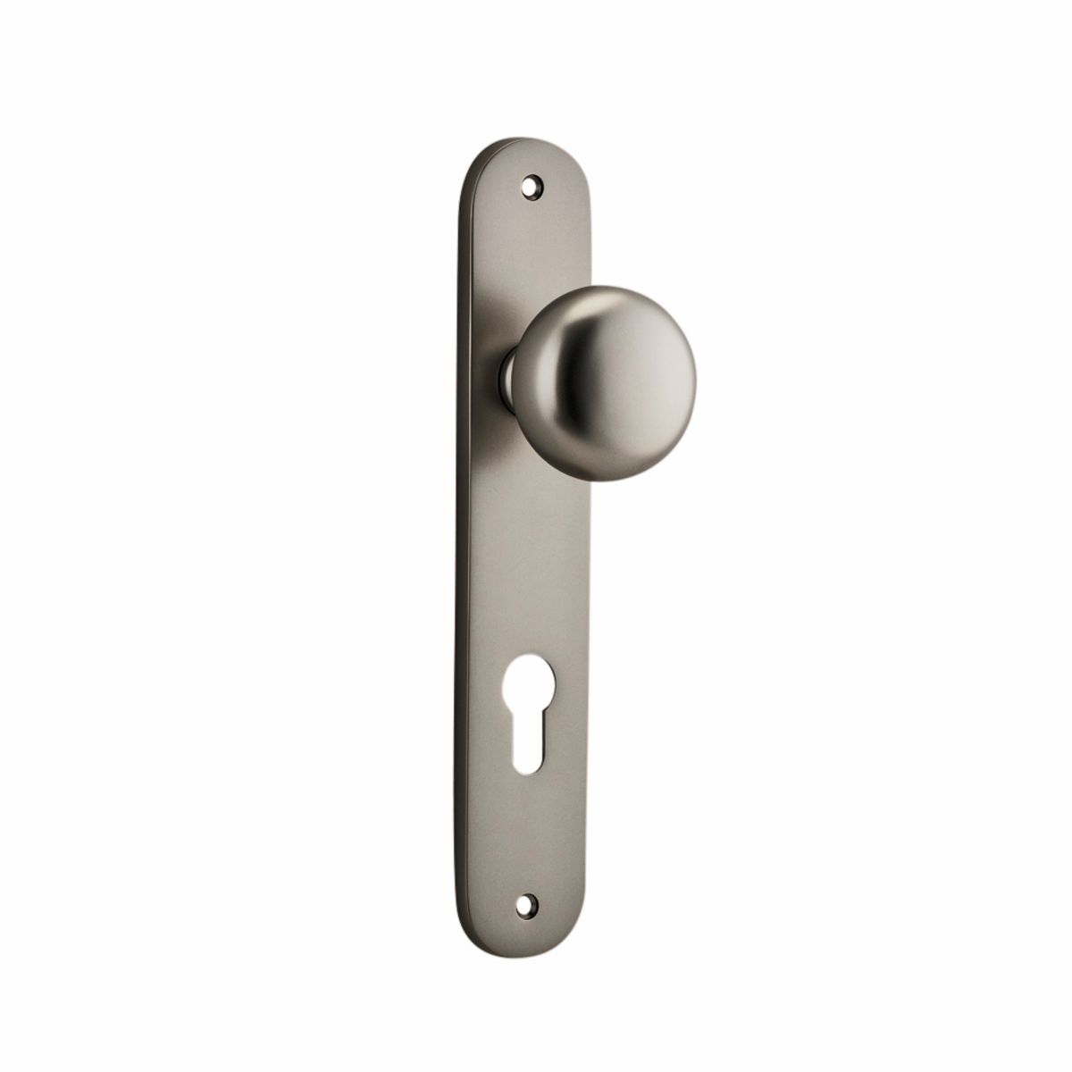 14834E85 - Cambridge Knob - Oval Backplate - Satin Nickel - Entrance