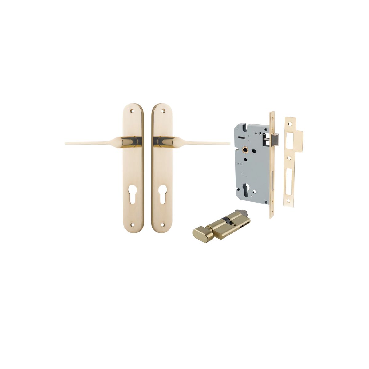 10270KENTR60KT - Como Lever - Oval Backplate Entrance Kit with High Security Lock - Polished Brass - Entrance