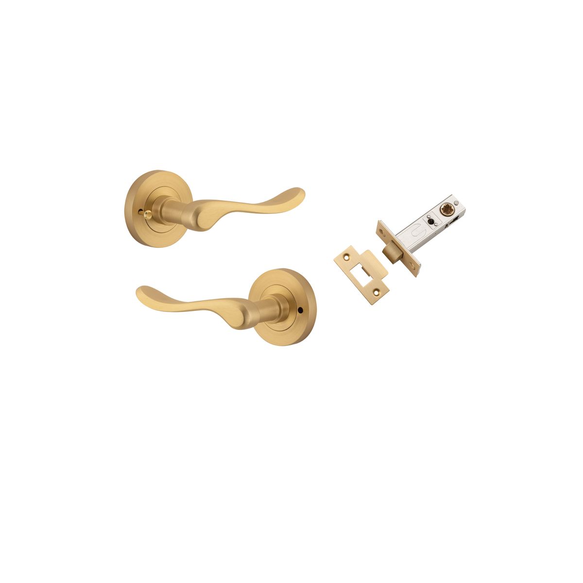20796KIBPRIV60 - Stirling Lever - Round Rose (Inbuilt Privacy) - Brushed Brass - Privacy