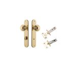 10336KPRIV60 - Guildford Knob - Oval Backplate Privacy Kit with Privacy Turn - Polished Brass - Privacy