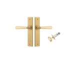 15380KPASS60 - Copenhagen Lever - Chamfered Backplate Privacy Kit with Privacy Turn - Brushed Brass - Passage
