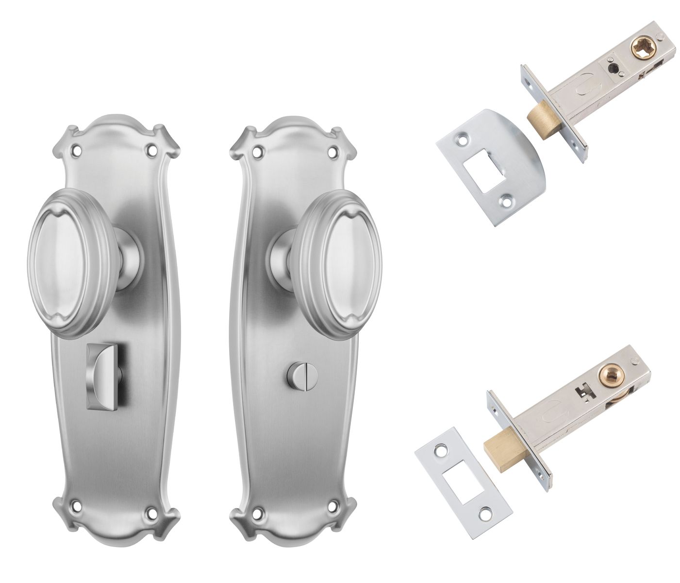 Bungalow Door Knob - Long Backplate Privacy Set