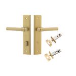 16402KPRIV60 - Helsinki Lever - Stepped Backplate Privacy Kit with Privacy Turn - Brushed Gold PVD - Privacy