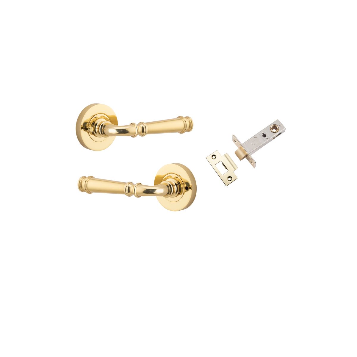 0310KIBPRIV60 - Verona Lever - Round Rose (Inbuilt Privacy) - Polished Brass - Privacy