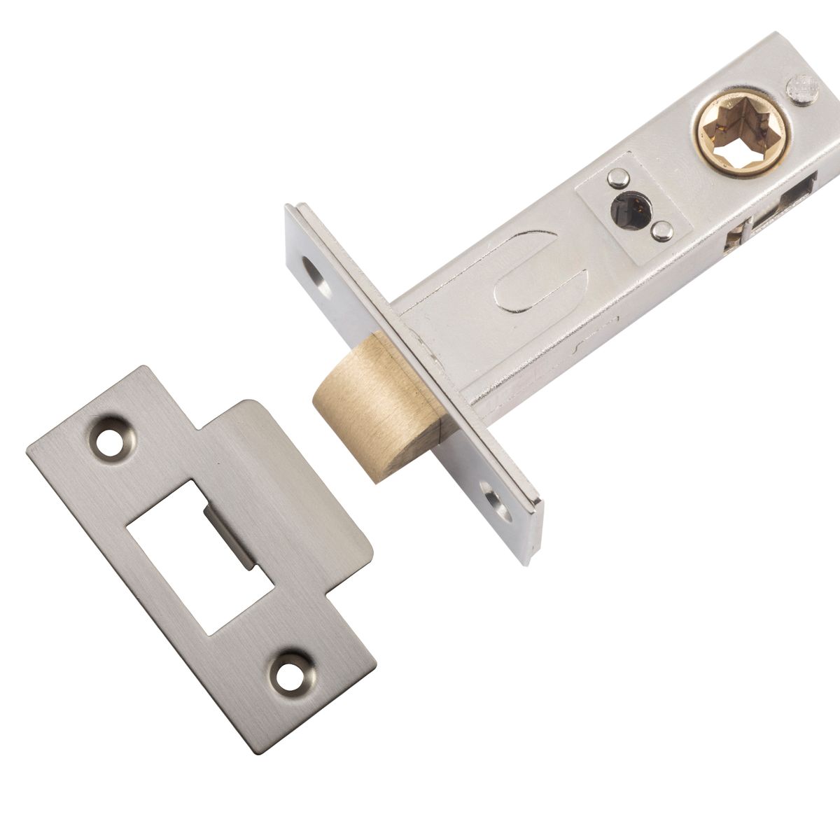 21508 - Hard Sprung Split Cam Tube Latch - 60mm Backset - Satin Nickel